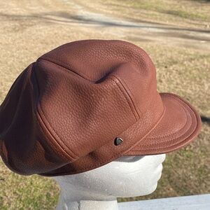 Liz Claiborne Y2K Newsboy Cap — Brown Leather-Look Vegan Leather